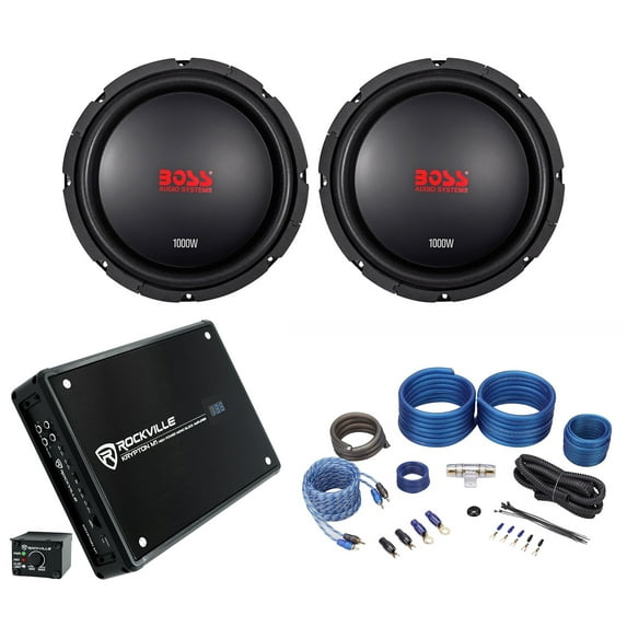 (2) Boss Audio CXX104DVC 10" 2000 Watt Car Subwoofers+Mono Amplifier+Amp Kit