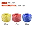 thumbnail image 2 of Uxcell Polyester Nylon Plastic Rope Household Bundled,100m Red Yellow Blue 3 Rolls, 2 of 5