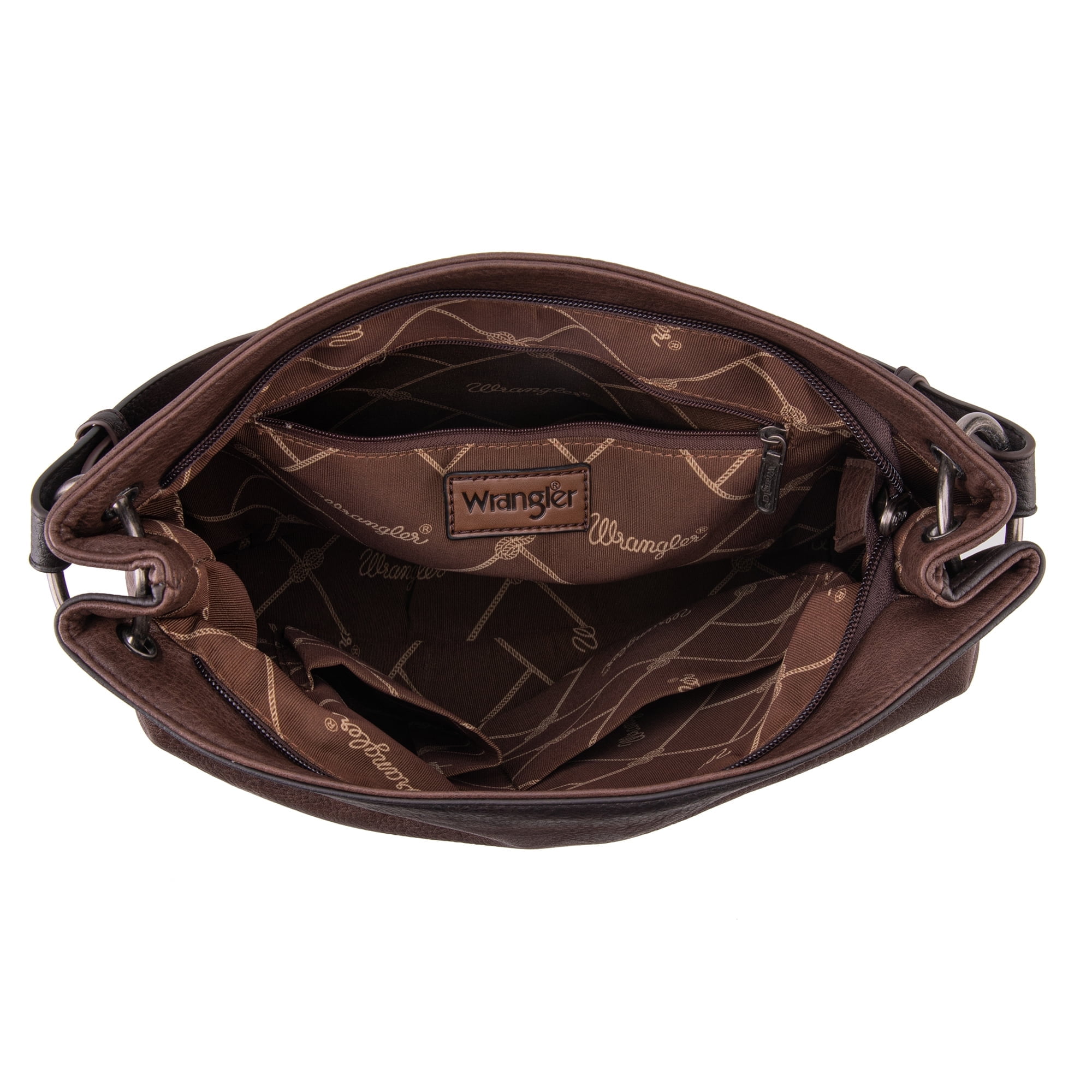 Wrangler Hobo Bags for Women Vegan Leather Top Handle Shoulder Purses and Handbags, Coffee