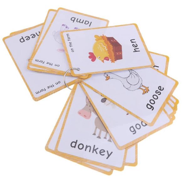 TRAHOO-20 pcs Farm Animals flash cards , early learning cards on a ring for toddlers, kids learning tools(kids photo flash card)for pre-kindergarten-classroom decorations for kids and teacher tools ,