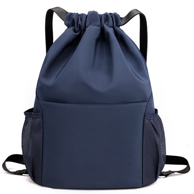 Mochila con cordón, bolsa deportiva para gimnasio, bolsa de viaje para yoga, para mujeres y hombres, bolsa de gimnasio impermeable, mochila de día, azul marino