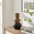 thumbnail image 6 of Milo Trinnet Three Tiered Stack Modern Two Tone Tabletop Vase - Black and Walnut - Large, 6 of 8