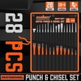 thumbnail image 2 of Juego de punzones y cinceles HORUSDY de 28 piezas, muy resistentes, con bolsa, 2 of 9