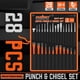 thumbnail image 2 of Juego de punzones y cinceles HORUSDY de 28 piezas, muy resistentes, con bolsa, 2 of 9
