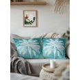 thumbnail image 2 of Outdoor Pillows Waterproof, Teal Summer Palm Tree Throw Pillows with Inserts Included, Coastal Beach Tropical Botanical Vintage Indoor Outdoor Decorative Lumbar Pillow for Bed/Couch 18"x18", 2Pcs, 2 of 8
