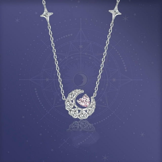 Dream heart moon necklace light luxury, sense of luxury, love clavicle chain