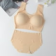 thumbnail image 4 of Yesbay 2 Pcs/Set Women Underwear Set Ice Silk Elastic Shoulder Strap Seamless Wireless Stretchy Push-up Lady Daily Wear Sport Bra Panties Set, 4 of 8