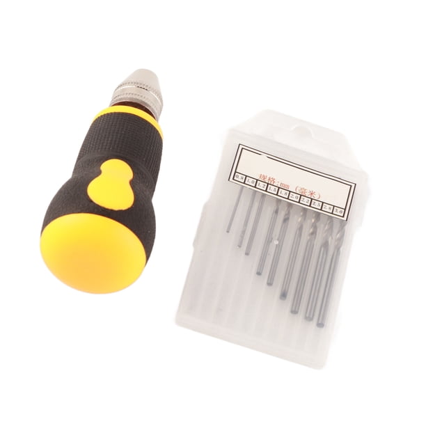 Juego de herramientas Micro Mini portátil, taladro manual pequeño y mango de madera 10 brocas helicoidales de 0,8 a 3,0 mm.