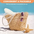 thumbnail image 4 of Sombrero de verano para niños con circunferencia de 52-54 cm, sombrero de paja plegable con protección solar y parte superior plana para playa y exteriores, color blanco lechoso, 4 of 5
