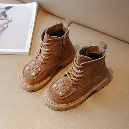 

Child Bear Short Boots Soft Sole Girl s British Wind Suede Boy s Boots Kids Fashion