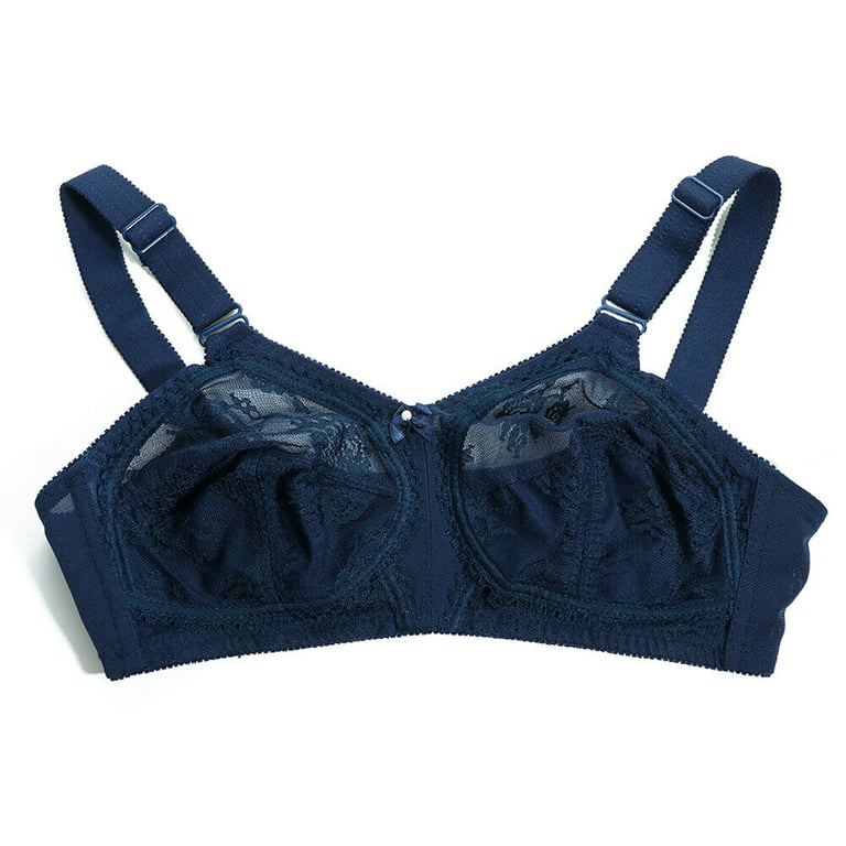 Buy Cotton Non padded Wirefree Lacy Full Cup Bra - Blue Online