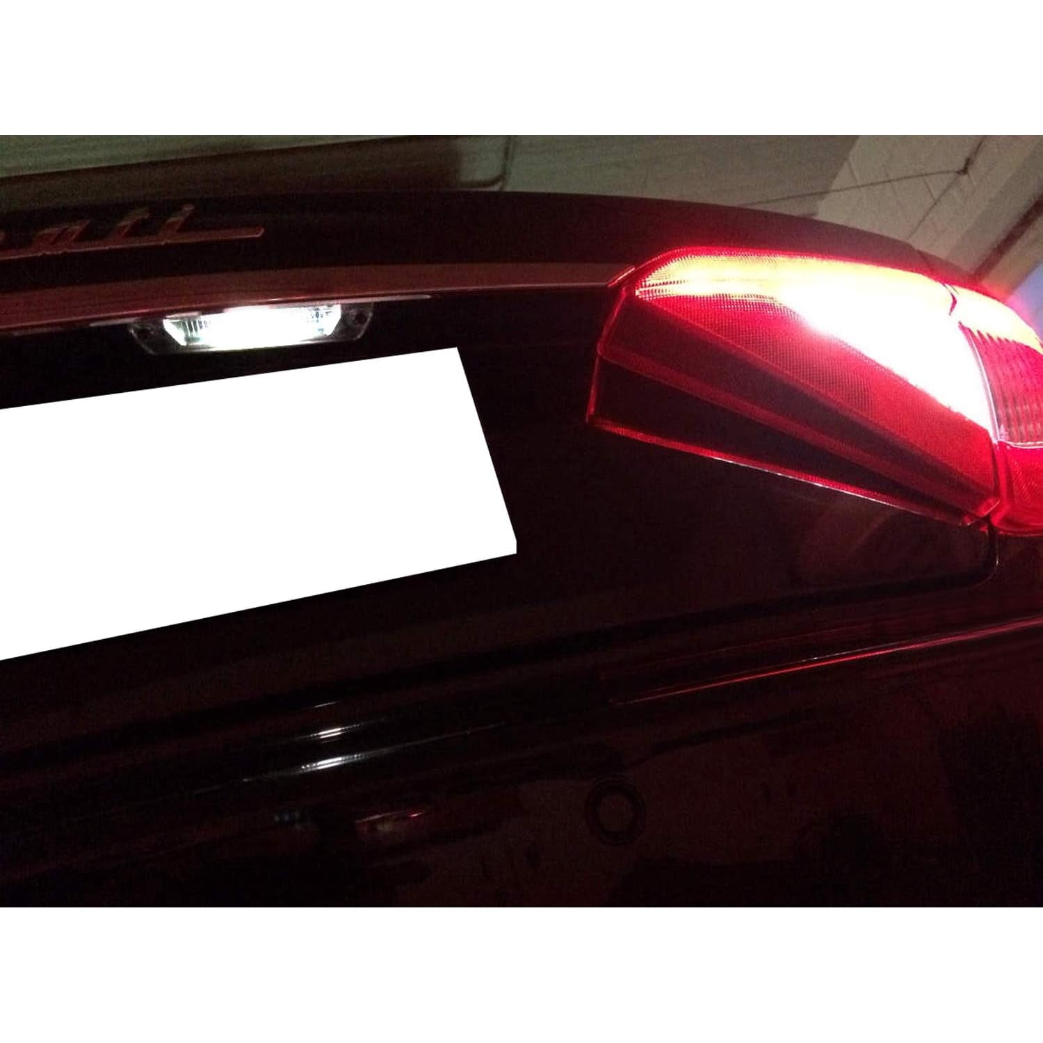 OEM-Fit White 18-SMD Full LED License Plate Light Assembly For Maserati 4200 GT Coupe/Spyder, GranTurismo, Replace OEM Incandescent Lamps
