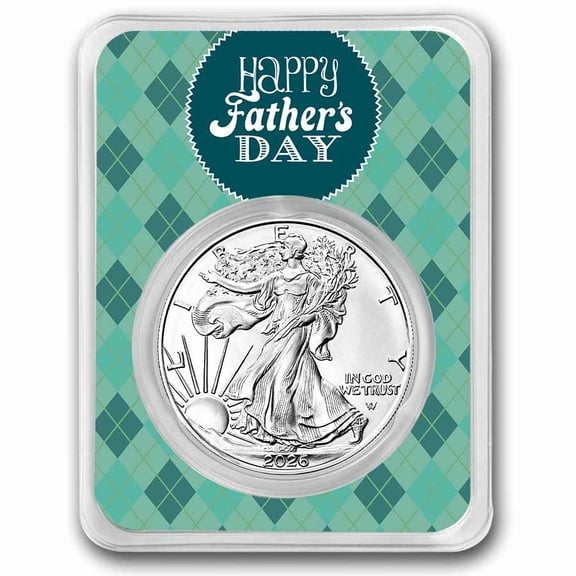 2026 1 oz Silver Eagle - w/Happy Father's Day, Argyle, In TEP