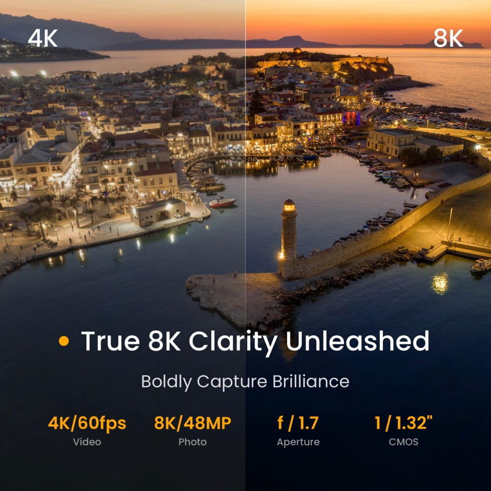 Skyrover X1 Bundle Yellow Drone with Camera 4K/60fps & 8K Photo, 3 Batteries (96-Min Flight), Under 249g (No FAA Reg), 360° Obstacle Avoidance, 50,000ft Long Range Quadcopter for Adults