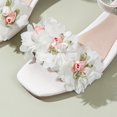 thumbnail image 4 of SGMVNU Girls Flowers Heel Shoes Square Open Toe Block Low Heel Sandals Wedding Party Flower Girl Dress Shoes Summer Pumps, Size 4.5-5 Years, White, 4 of 8