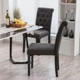 thumbnail image 5 of Homy Grigio Gray Fabric Modern Upholstered Dining Room Chairs with Tufted Back and Black Solid Wood Legs Sets of 2, 5 of 5