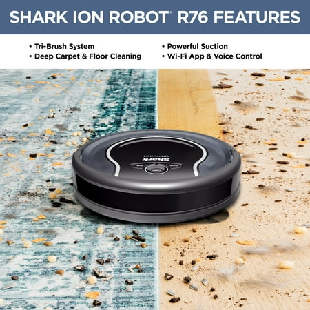 Shark - ION Robot RV761, Wi-Fi Connected, Robot Vacuum with Multi-Surface Cleaning - Black/Navy Blue