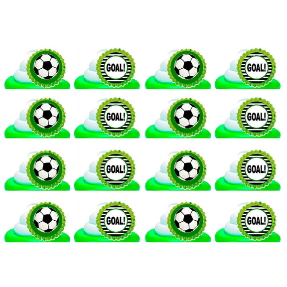 Soccer Goal Easy Toppers Cupcake Decoration Rings -24pk