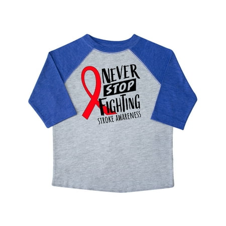 

Inktastic Never Stop Fighting Stroke Awareness Red Ribbon Gift Toddler Boy or Toddler Girl T-Shirt