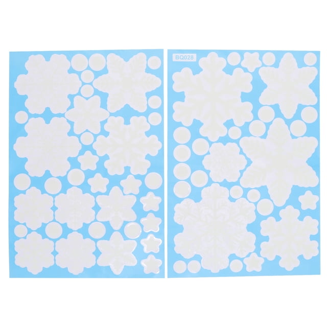 2 hojas de Navidad Copo de nieve Pegatinas de PVC Pegatinas luminosas para adornos