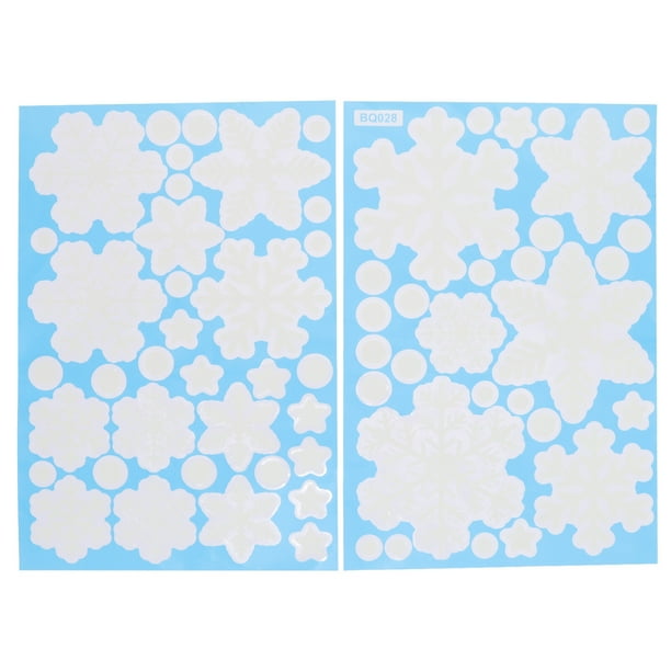 2 hojas de Navidad Copo de nieve Pegatinas de PVC Pegatinas luminosas para adornos