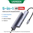 thumbnail image 3 of HUB USB C UGREEN de 10 Gbps, 4K60 Hz, tipo C a HDMI, RJ45, PD100W, adaptador USB SD y TF para MacBook, iPad, Samsung, accesorios para portátiles, 3 of 5