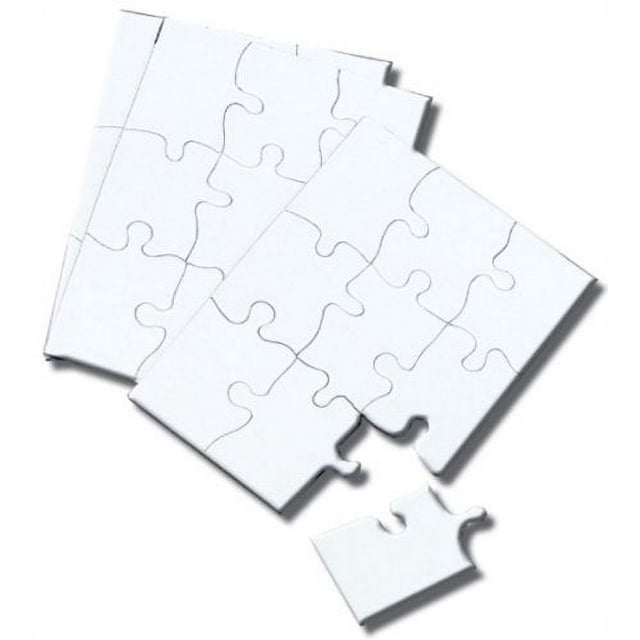 Inovart Puzzle-It 9-Piece Blank Puzzle, 24 Puzzles Per Package, 4" x 5-1/2", White