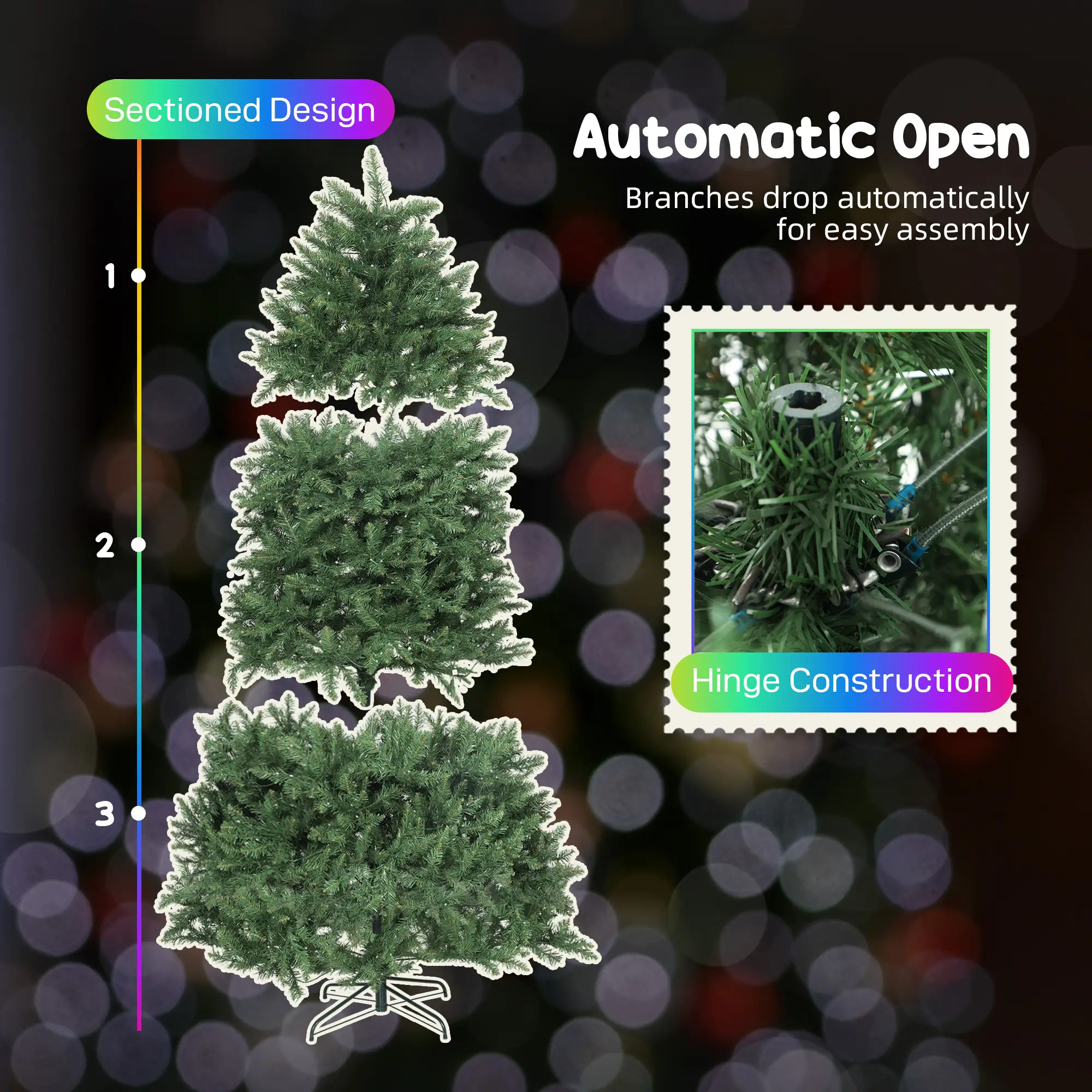 6ft Smart Bell-Shaped Christmas Tree 1602 Tips 448 Full-Spectrum RGB LED Lights App Remote Control Indoor Decor