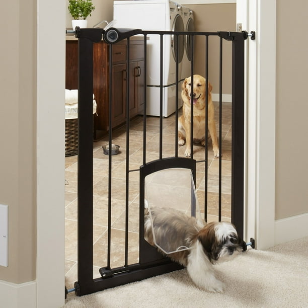 North States MyPet Tall Petgate Passage Pressure Mount Dog Gate, 29.8"38" Wide, Matte Bronze