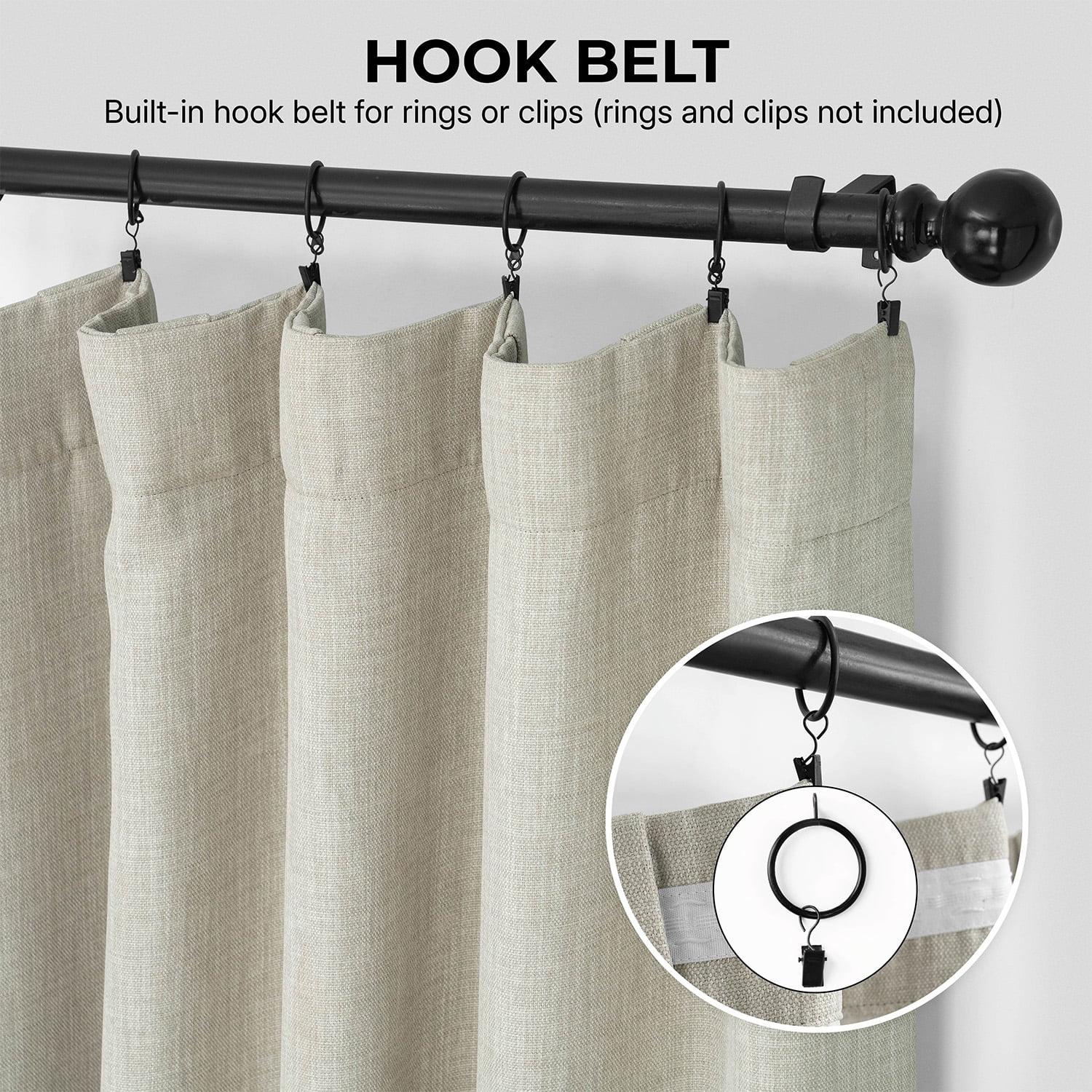 HPD Half Price Drapes Oatmeal Faux Linen Room Darkening Curtains for Bedroom & Living Room Curtains (1 Panel), Door & Window Curtains 108 inches long, Rod Pocket curtains & drapes, 50W X 108L