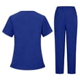 thumbnail image 4 of Minjewel Women's Short Sleeve V-Neck Two-Piece Scrub Set with Pockets, Comfortable Scrubs for Women Healthcare Workers, Hospital Duty & Caregiver Attire,Royal Blue S, 4 of 5