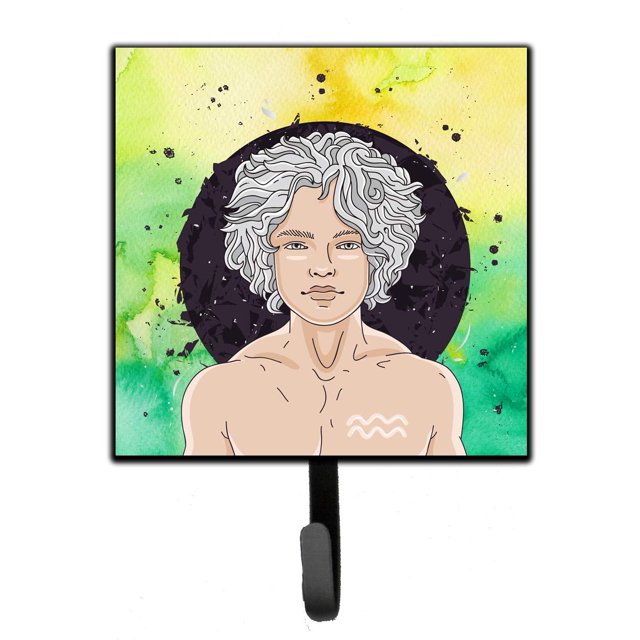 ""Caroline'S Treasures Gancho De Pared Con Signo Del Zodiaco Acuario, Pequeño, Multicolor""