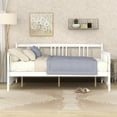 thumbnail image 2 of Modern Daybed Frame, Full Daybed with Wood Slats Support, Home Full Size Sofa Bed for Bedroom, Living Room, Space Saving Platform Bed, No Box Spring Needed, White, D1519, 2 of 9