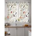 thumbnail image 2 of Pastoral Botanical Curtains 45 Inch Length, Sheer Curtains for Bedroom Living Room Window Summer Birds Spring Floral Rod Pocket Voile Drapes Kitchen Curtains Small Half Window 42"x45" 2 Panels, 2 of 6