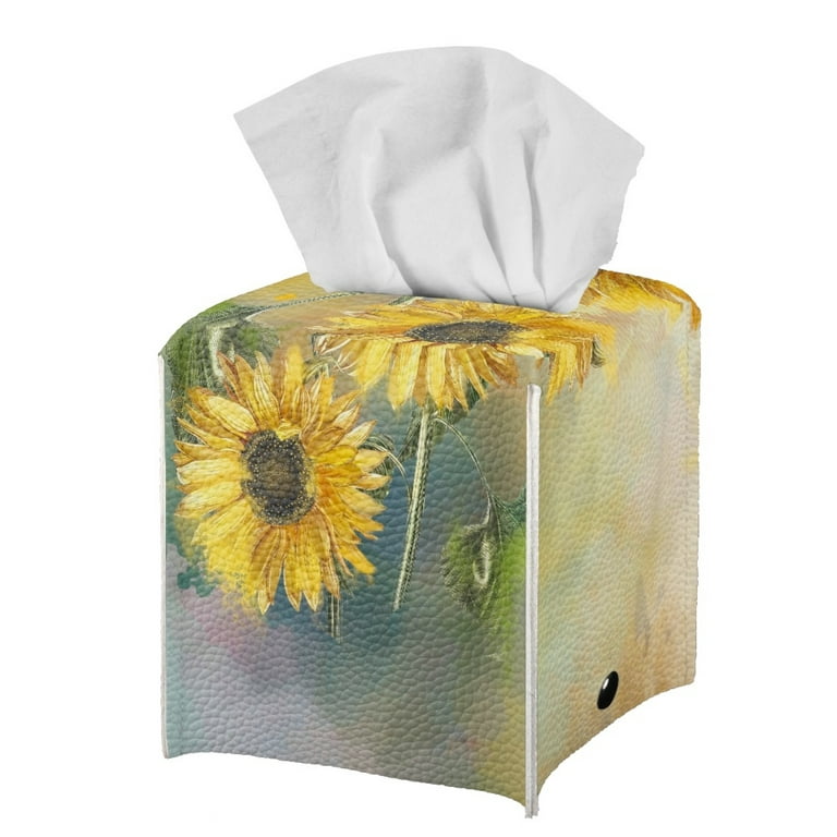 Bivenant Store Sunflower Pattern Square Tissue Box Cover, Stylish Tissue  Holders for Either Tissues Bathroom