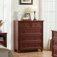 thumbnail image 4 of Farmhouse Red Oak Dresser of 5 Drawers, Dresser Chest with Easy Pull Handle for Bedroom, Living Room, 4 of 7