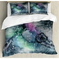 thumbnail image 1 of Psychedelic Duvet Cover Set, Space Galaxy Inspired Hazy Grunge Modern Celestial Cosmic Fantasy Design Print, Decorative 3 Piece Bedding Set with 2 Pillow Shams, Queen Size, Multicolor, by Ambesonne, 1 of 3