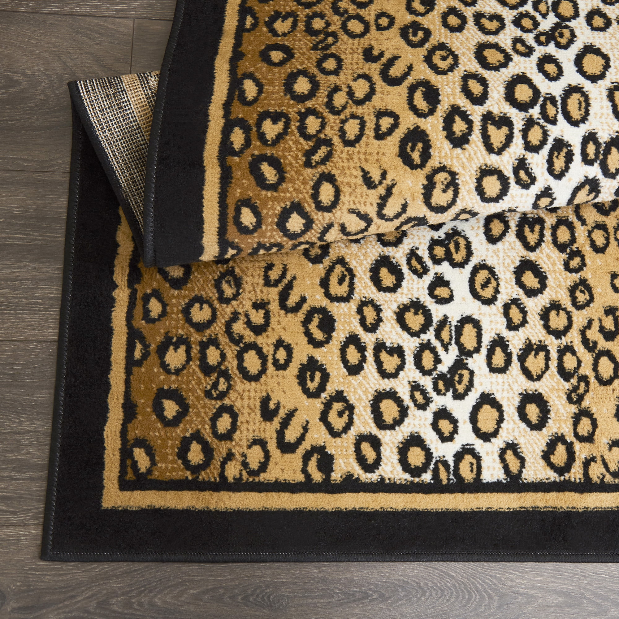 Woven Trends Zone 1'9"X7'2" Runner Rugs with Animal Print Bordered, African Long Hallway Rug with Jute Backing, Soft-Durable | Fade-Resistant Carpet Rug for Entryway - Leopard Print