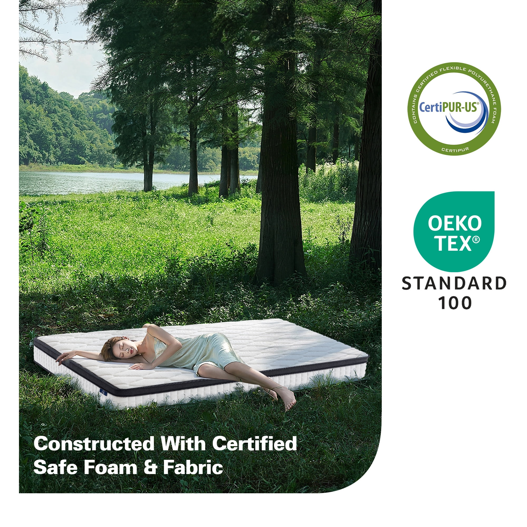 Focalsweet 12" Queen Hybrid Mattress with Euro Top for Adult and Kids