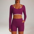 thumbnail image 5 of Workout Sets for Women Long Sleeve Backless Wrap Crop Tops and High Waisted Biker Shorts Summer 2 Piece Pilates Gym Yoga Sets, 5 of 8