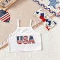 thumbnail image 3 of 4th of July Baby Girl Outfit Toddler Memorial Day Clothes Girls Independence Day USA Printed Camisole Top Flared Pants Butterfly Bow Headband Girls Short Sleeved Suit, 3 of 7