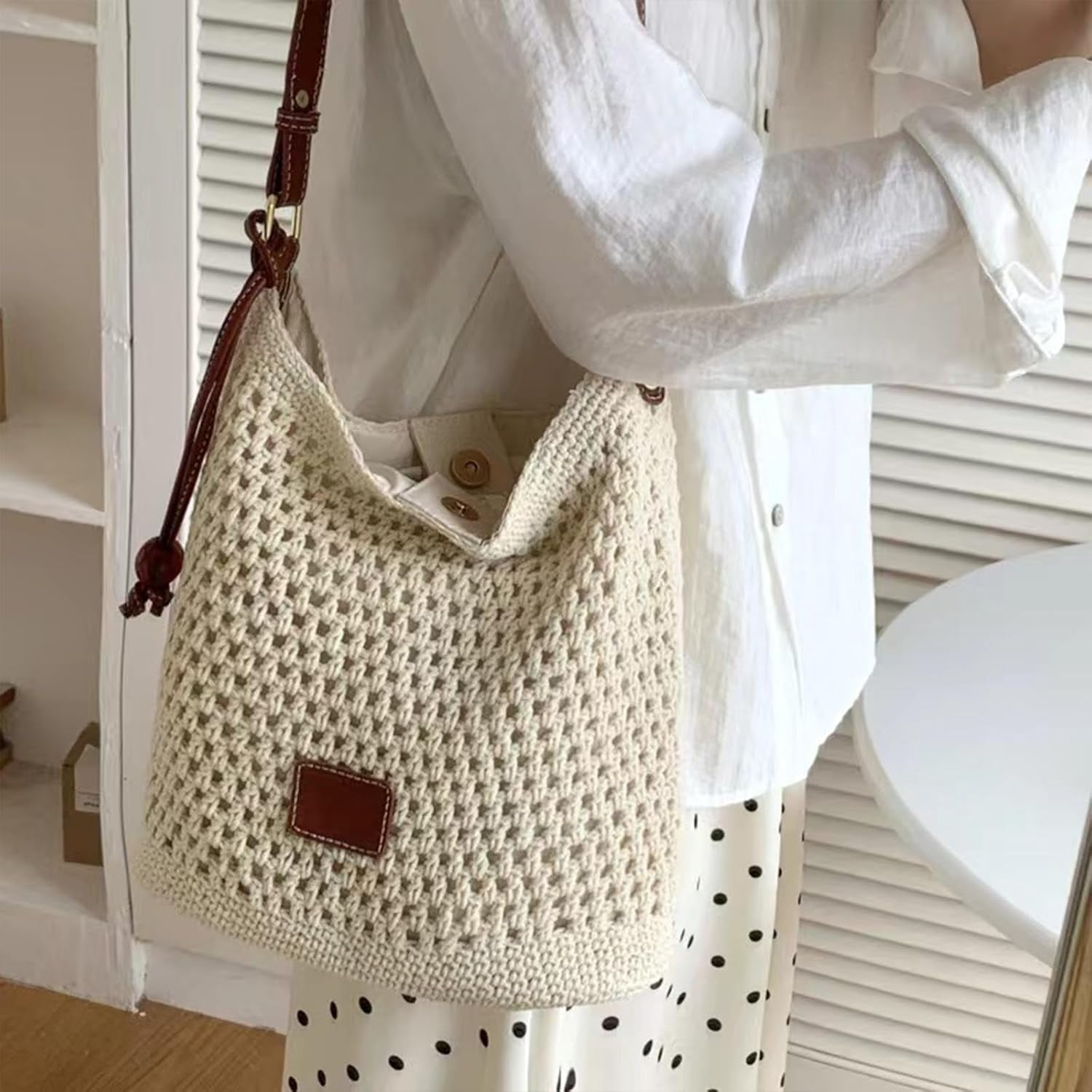CAILDANL Summer Knitted Shoulder Bag bags for 2025, Bohemian Hobo Beach bag Casual Designer Purse for Women