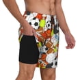 thumbnail image 2 of Yiaed Colorful Balls Print Mens Swim Trunks Bathing Suit Compression Liner Beach Swim Shorts Swimwear Quick Dry Zipper Pocket No-Chafing Board Short-X-Large, 2 of 6