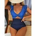 thumbnail image 1 of Charmo Ruffled One Piece Swimsuit for Women High Cut Bathing Suits Backless Monokini Swimwear, 1 of 6