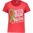 thumbnail image 3 of Inktastic Never Stop Fighting Mental Health Awareness Green Ribbon Women's Plus Size T-Shirt, 3 of 5