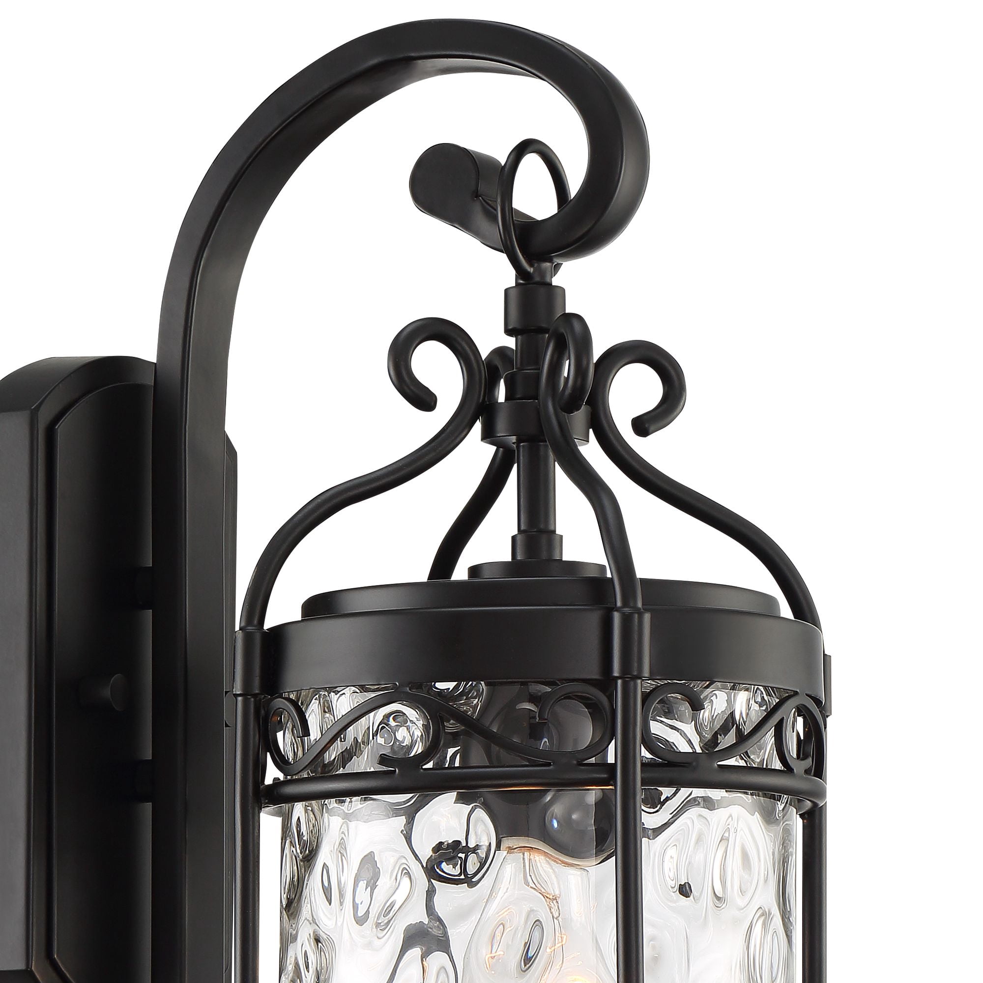 John Timberland Paseo Outdoor Vintage Wall Light Fixture Matte Black 19" Clear Hammered Glass for Post Exterior Barn Deck House Porch Yard Posts Patio