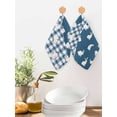 thumbnail image 2 of Japanese Rabbits Kitchen Dish Towels for Drying Dishes Set of 3, Vintage Navy Blue Farmhouse Checkered Waffle Weave Microfiber Hand Tea Bathroom Towels Quick Dry & Absorbent Towel 12x12, 2 of 7