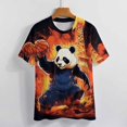 thumbnail image 3 of Funny Cute Panda Womens Tops Women's Fashion Casual Short Sleeve Flower Print Round Neck Pullover Top Blouse, 3 of 6