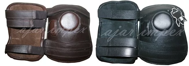 3 Strap Polo & Riding Knee Guards, Durable Leather with Padded Design for Comfort and Protection, Adjustable Fit for Riders
