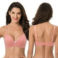 thumbnail image 5 of Curve Muse Women's Plus Size Cotton Unlined Balconette Underwire Bras-2 Pack-Cream/Coral/Yellow,Coral-34D, 5 of 7